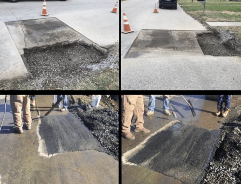 Example photo of the stages of Hot Asphalt Patching Services