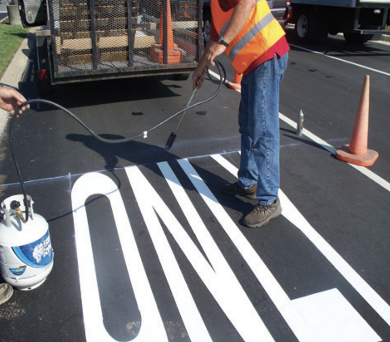 Image of a Preformed Thermoplastic line Installation for a Davidson County, TN school