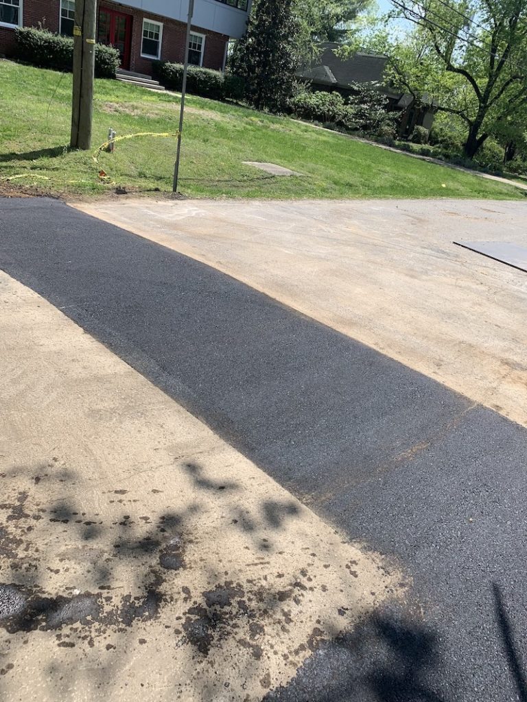 image of an asphalt patching trench repair project in Nashville TN.