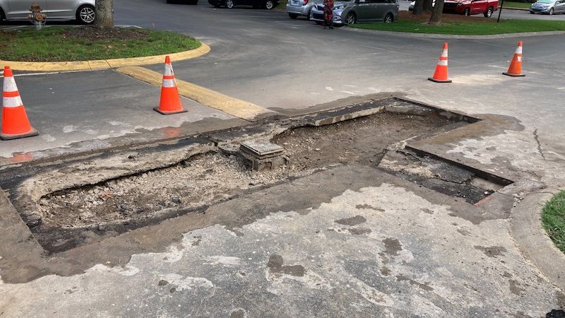 Parking lot repair case study of a trench that was dug in Westfield Condominiums in Nashville, TN.
